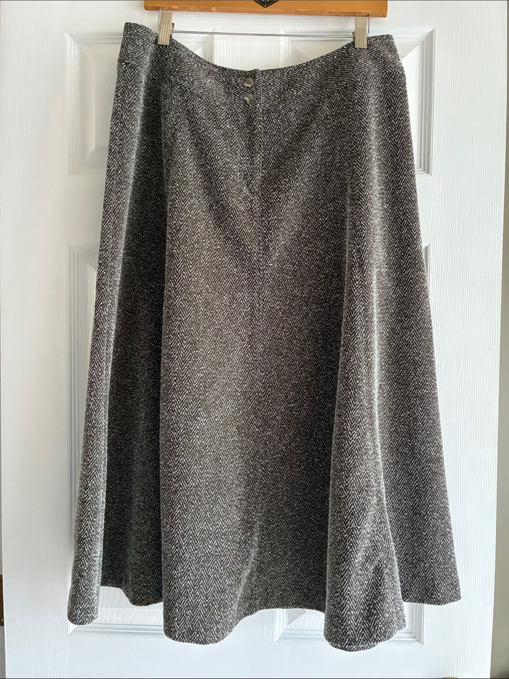 Coldwater Creek Gray Herringbone A-Line Skirt Size 14